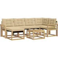 vidaXL Ensemble de salon de jardin 7 pièces, blanc et beige
