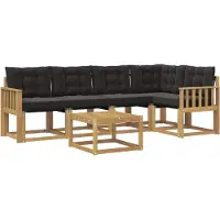 vidaXL Ensemble de canapés d'extérieur avec coussins, 6 pièces, blanc et noir