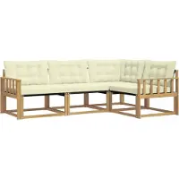 vidaXL Ensemble de salon de jardin 4 pièces, blanc et crème