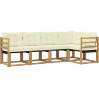 vidaXL Ensemble de salon de jardin 5 pièces, blanc et crème