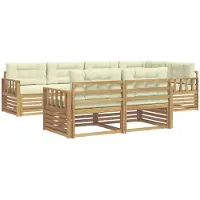 vidaXL Ensemble de salon de jardin , 7 pièces, blanc et crème, en polyester