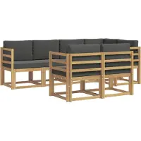 vidaXL Ensemble de salon de jardin , 7 pièces, blanc et anthracite, en polyester