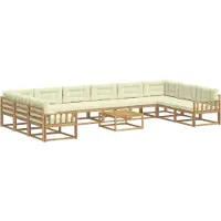 vidaXL Ensemble de salon de jardin 11 pièces, blanc et crème