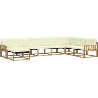vidaXL Ensemble de salon de jardin 8 pièces, blanc et crème, en bois d'acacia massif