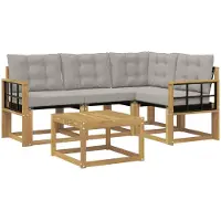 vidaXL Ensemble de salon de jardin 5 pièces, blanc et gris clair