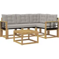 vidaXL Ensemble de canapés d'extérieur avec coussins, 5 pièces, blanc et gris clair