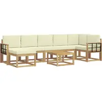 vidaXL Ensemble de canapés d'extérieur , 8 pièces, blanc et crème, en polyester