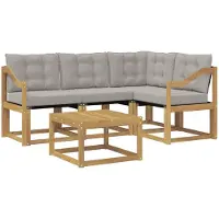 vidaXL Ensemble de salon de jardin 5 pièces, blanc et gris clair