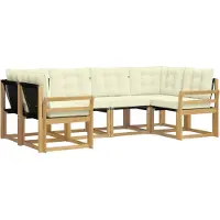 vidaXL Ensemble de salon de jardin 6 pièces, blanc et crème