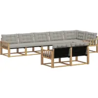 vidaXL Ensemble de salon de jardin 8 pièces, blanc et gris clair