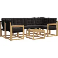 vidaXL Ensemble de canapés d'extérieur avec coussins, 7 pièces, blanc et noir
