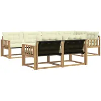 vidaXL Ensemble de salon de jardin 7 pièces, blanc et crème