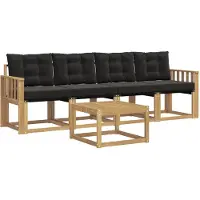 vidaXL Ensemble de canapés d'extérieur avec coussins, 5 pièces, blanc et noir