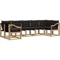 vidaXL Ensemble de canapés d'extérieur avec coussins, 7 pièces, blanc et noir