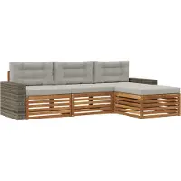 vidaXL Ensemble de canapés d'extérieur , 4 pièces, polyester naturel et gris clair