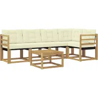 vidaXL Ensemble de salon de jardin 6 pièces, blanc et crème