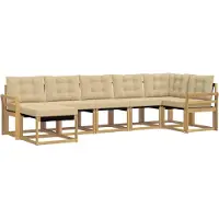 vidaXL Ensemble de salon de jardin 7 pièces, blanc et beige
