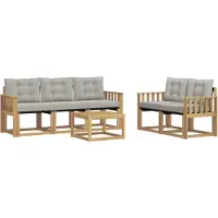 vidaXL Ensemble de canapés d'extérieur avec coussins, 6 pièces, blanc et gris clair