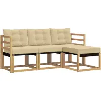 vidaXL Ensemble de canapés d'extérieur avec coussins, 4 pièces, blanc et beige