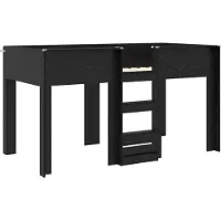 vidaXL Lit superposé pour enfants noir aspect chêne 90 x 200 cm