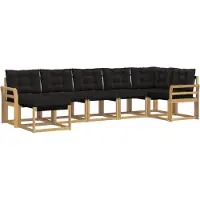 vidaXL Ensemble de canapés d'extérieur avec coussins, 7 pièces, blanc et noir