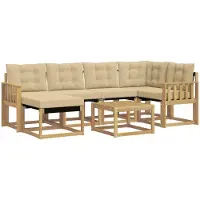 vidaXL Ensemble de salon de jardin 7 pièces, blanc et beige