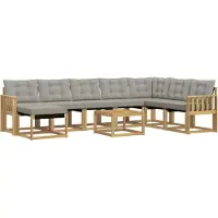 vidaXL Ensemble de salon de jardin 9 pièces, blanc et gris clair