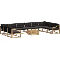 vidaXL Ensemble de canapés d'extérieur avec coussins, 11 pièces, blanc et noir