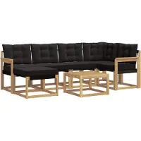 vidaXL Ensemble de canapés d'extérieur avec coussins, 7 pièces, blanc et noir