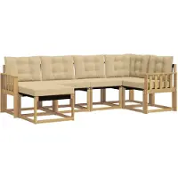 vidaXL Ensemble de salon de jardin 6 pièces, blanc et beige
