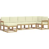vidaXL Ensemble de salon de jardin , 7 pièces, blanc et crème, en polyester