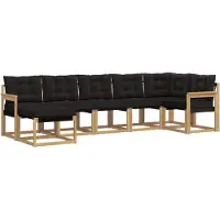 vidaXL Ensemble de canapés d'extérieur avec coussins, 7 pièces, blanc et noir