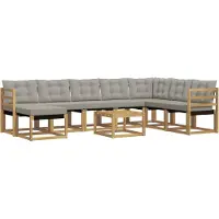 vidaXL Ensemble de canapés d'extérieur avec coussins, 9 pièces, blanc et gris clair
