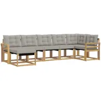 vidaXL Ensemble de salon de jardin 7 pièces, blanc et gris clair