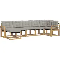 vidaXL Ensemble de salon de jardin 7 pièces, blanc et gris clair