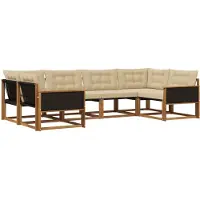 vidaXL Ensemble de canapés d'extérieur avec coussins 6 pièces Nature et Beige