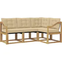 vidaXL Ensemble de canapés d'extérieur avec coussins, 4 pièces, blanc et beige