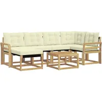 vidaXL Ensemble de salon de jardin 7 pièces, blanc et crème