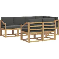 vidaXL Ensemble de salon de jardin , 7 pièces, blanc et anthracite, en polyester
