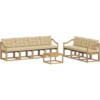 vidaXL Ensemble de salon de jardin 8 pièces, blanc et beige