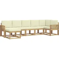 vidaXL Ensemble de salon de jardin , 7 pièces, blanc et crème, en polyester