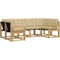 vidaXL Ensemble de canapés d'extérieur avec coussins, 6 pièces, blanc et beige