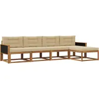 vidaXL Ensemble de canapés d'extérieur avec coussins 5 pièces Nature et Beige