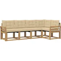 vidaXL Ensemble de canapés d'extérieur avec coussins, 5 pièces, blanc et beige