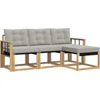 vidaXL Ensemble de salon de jardin 4 pièces, blanc et gris clair