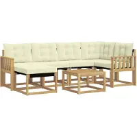 vidaXL Ensemble de canapés d'extérieur avec coussins, 7 pièces, blanc et crème