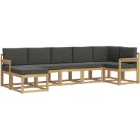 vidaXL Ensemble de salon de jardin , 7 pièces, blanc et anthracite, en polyester