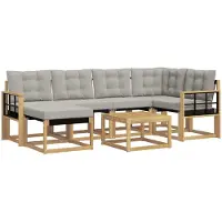 vidaXL Ensemble de salon de jardin 7 pièces, blanc et gris clair