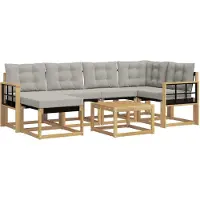 vidaXL Ensemble de salon de jardin 7 pièces, blanc et gris clair