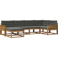 vidaXL Ensemble de canapés d'extérieur avec coussins 6 pièces Nature et Anthracite